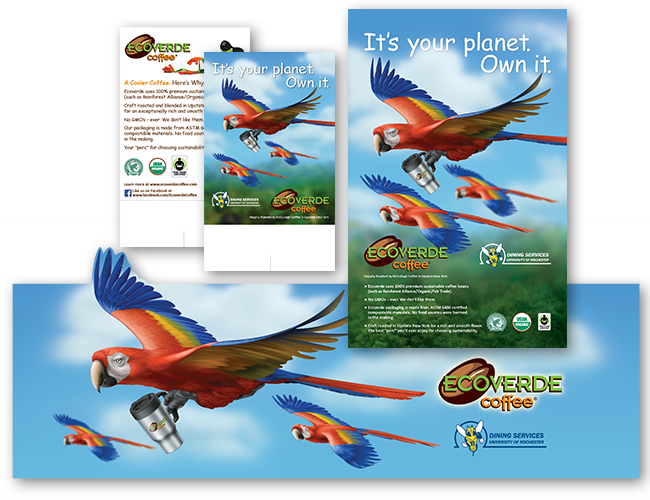 Ecoverde Coffee Table Tent, Poster, and Diecut Ceiling Dangler